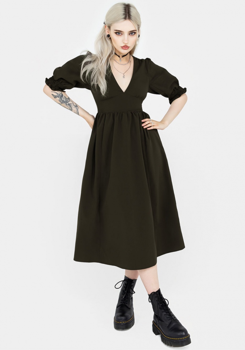 Disturbia Divination Textured Midi Šaty - Green | OL1925367