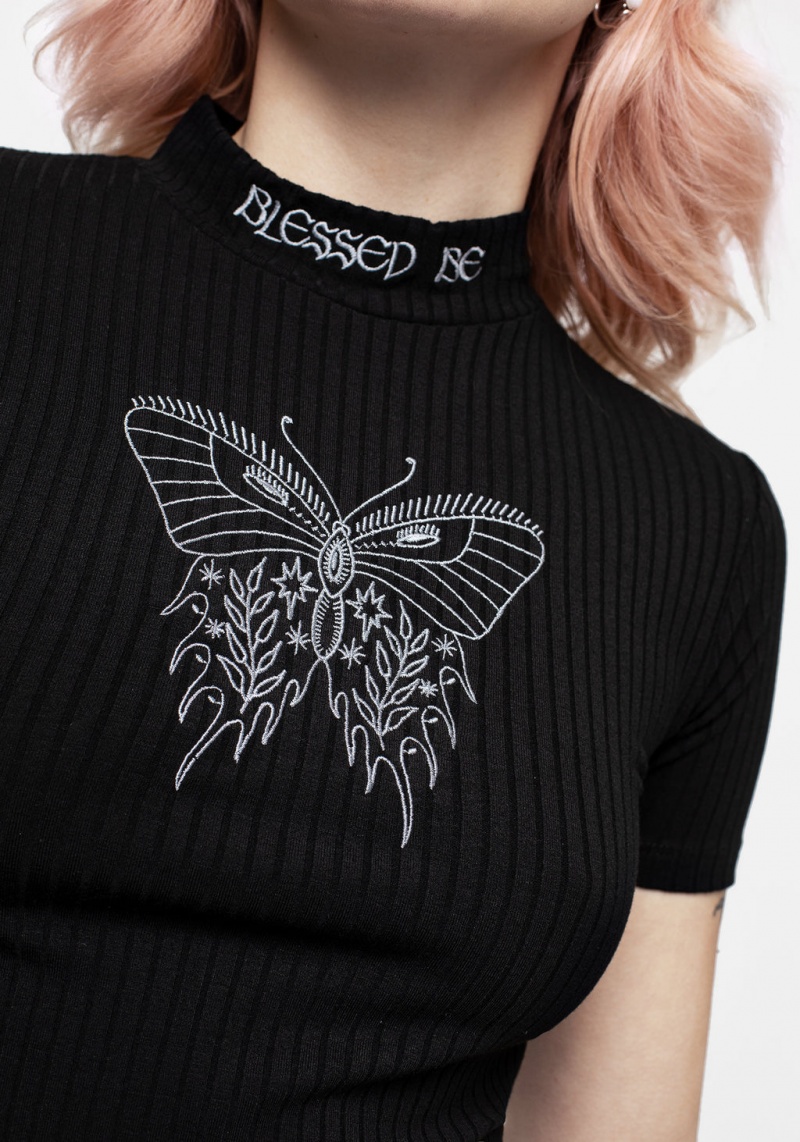 Disturbia Dolore Rib Embroidered Crop Top | XT1972568