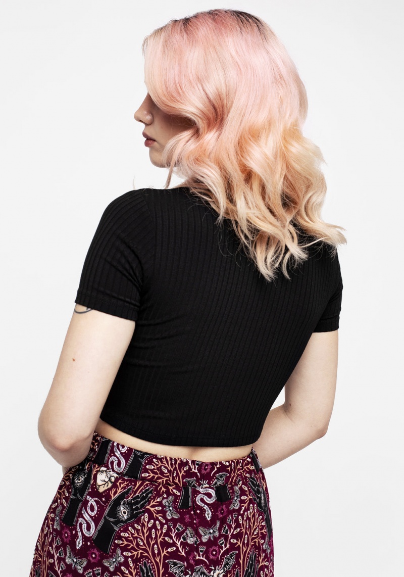 Disturbia Dolore Rib Embroidered Crop Top | XT1972568