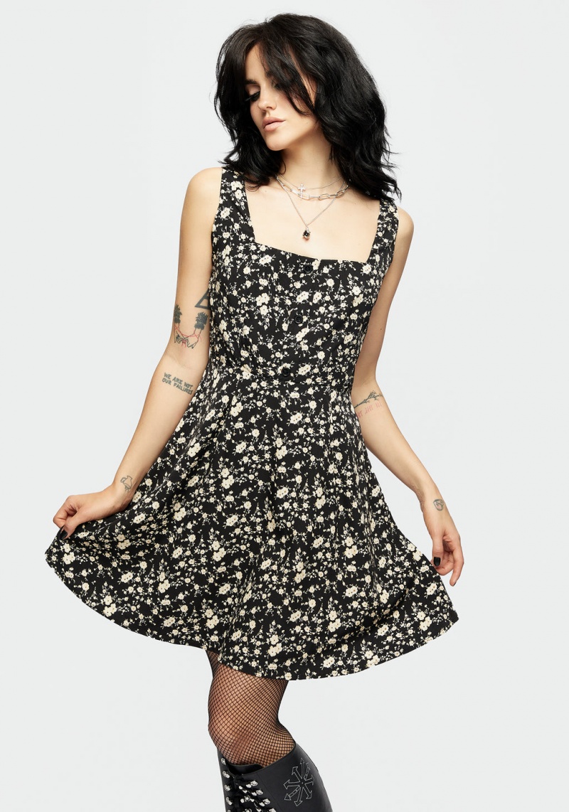 Disturbia Dryad Floral Button Mini Šaty | KU0143986