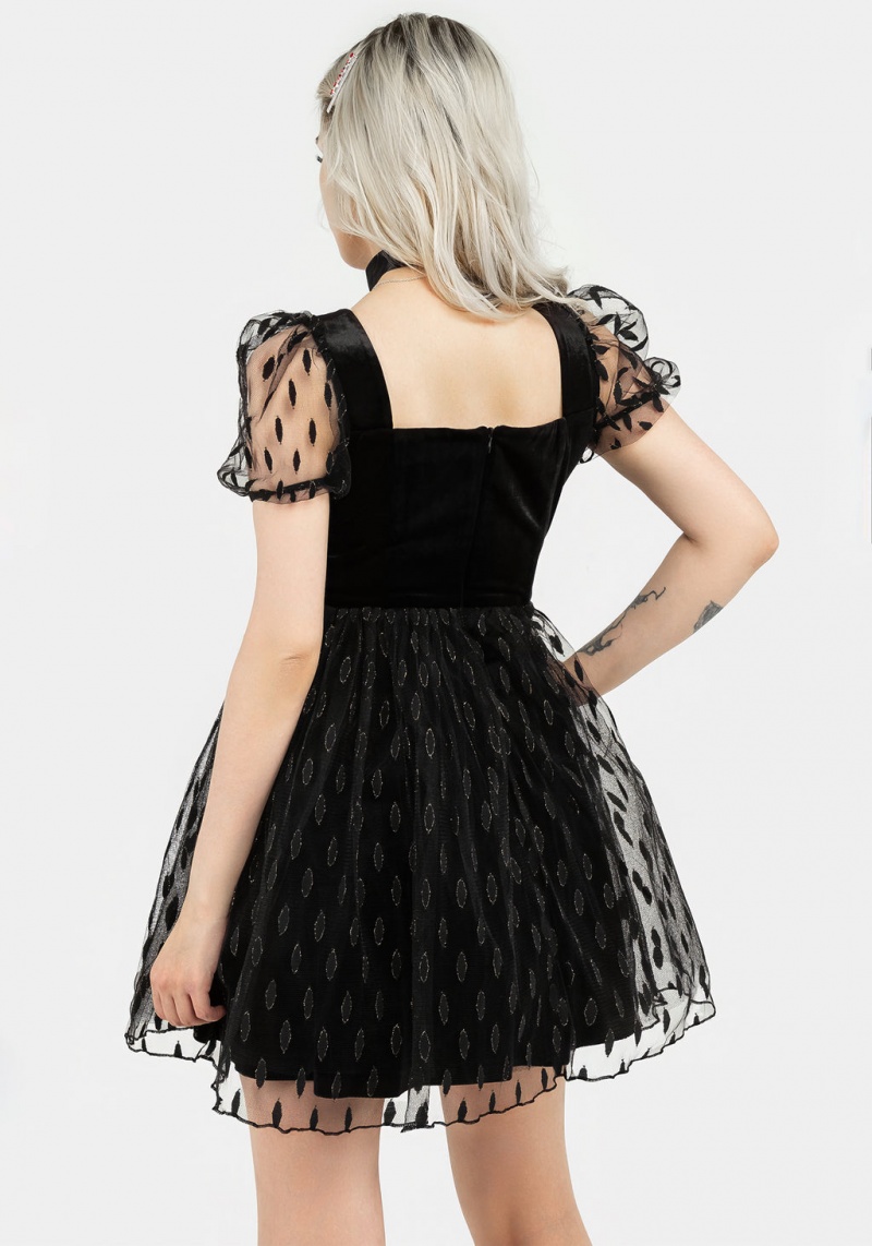 Disturbia Ellipse Embroidered Tulle Puff Mini Šaty | JF5361702