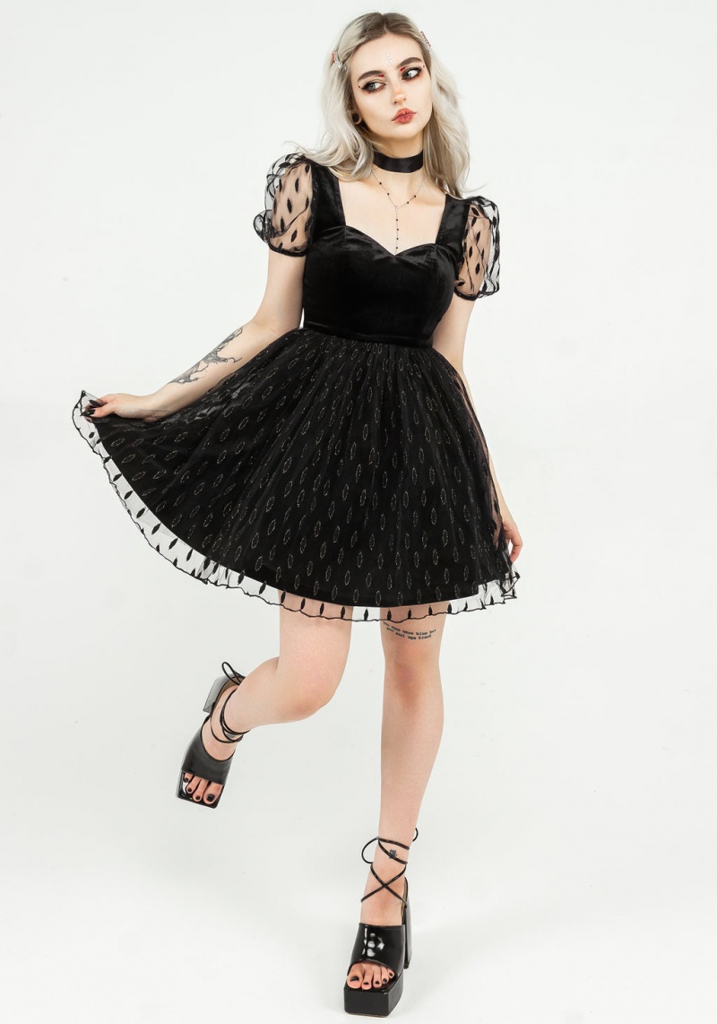 Disturbia Ellipse Embroidered Tulle Puff Mini Šaty | JF5361702