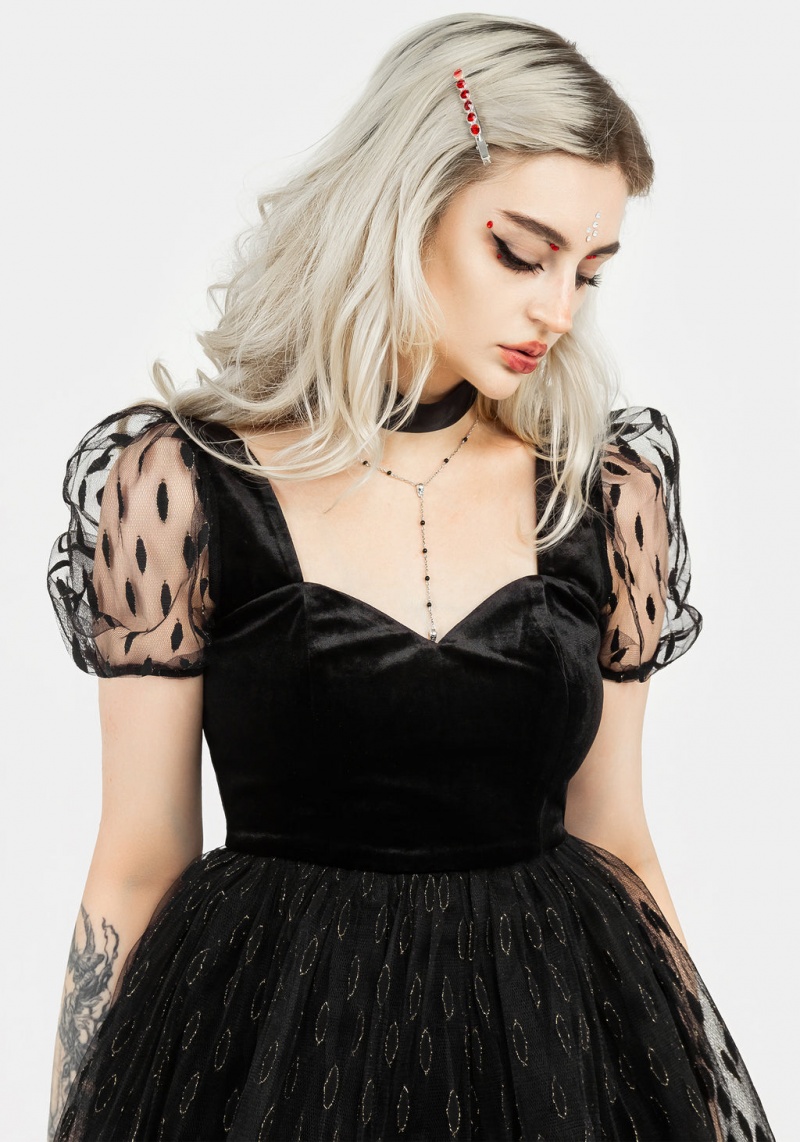 Disturbia Ellipse Embroidered Tulle Puff Mini Šaty | JF5361702