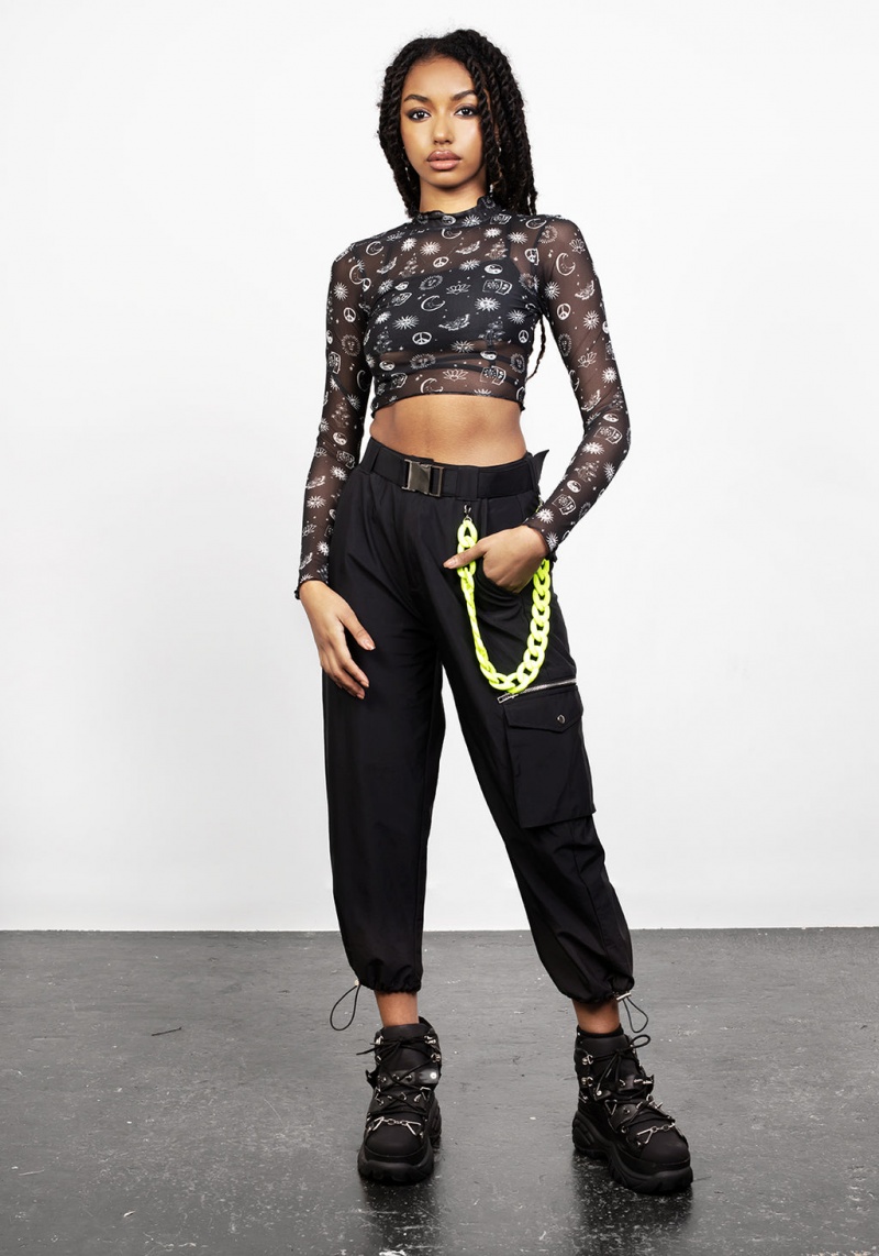 Disturbia Euphoria Lettuce Edge Mesh Crop Top | AJ9651304