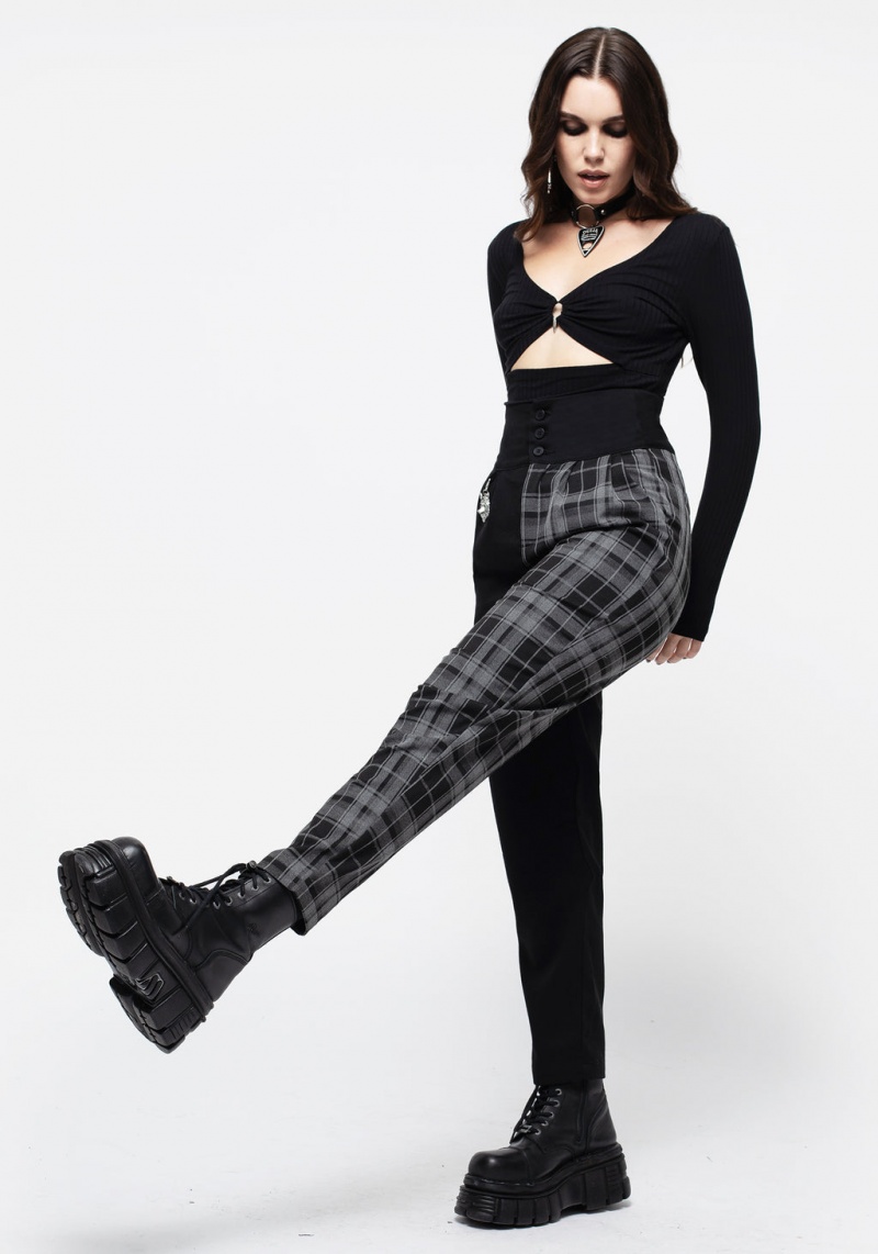 Disturbia Fenrir High Waisted Check Tapered Trousers | GA4296078