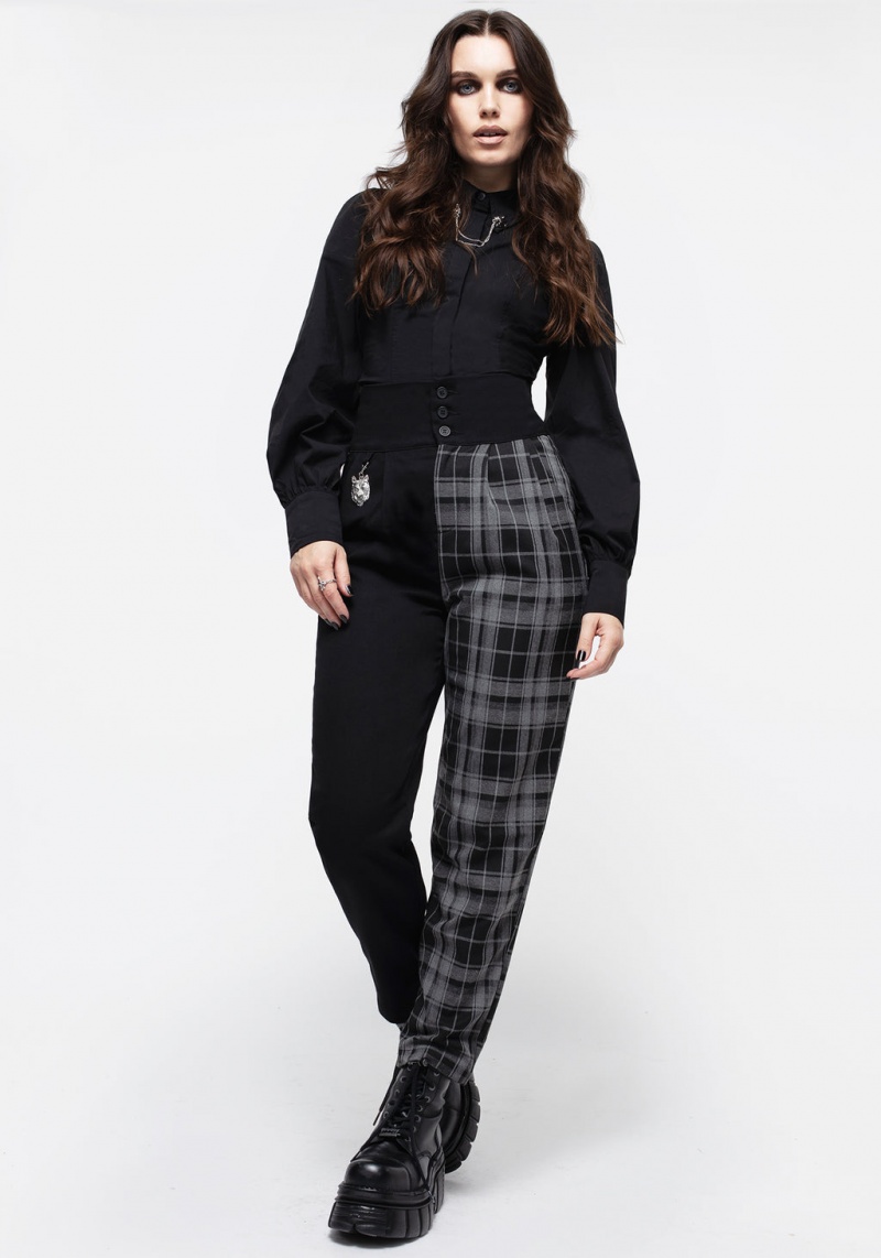 Disturbia Fenrir High Waisted Check Tapered Trousers | GA4296078