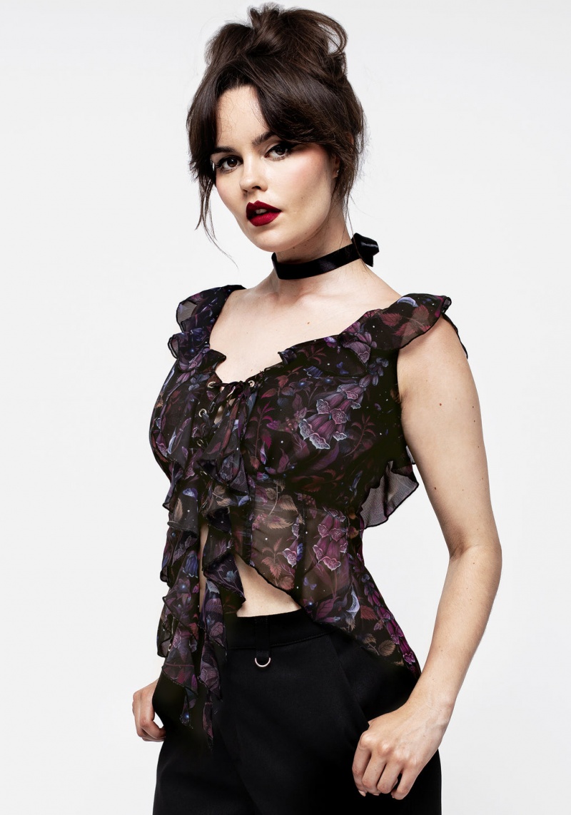 Disturbia Foxglove Chiffon Ruffle Top | JR9874621