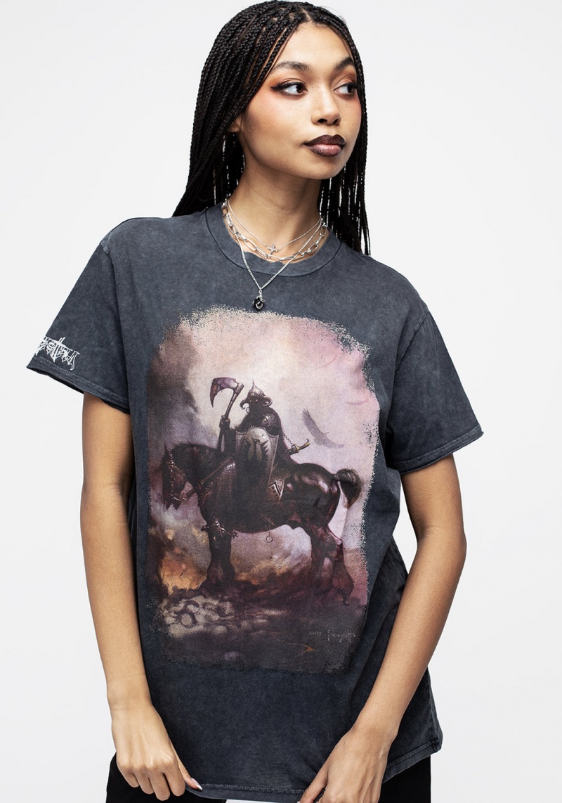 Disturbia Frazetta Death Dealer 1 Krátké Sleeve T-Shirt | JS6853104