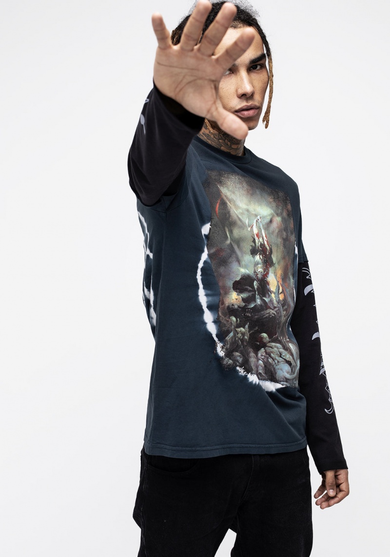 Disturbia Frazetta Death Dealer 2 Long Sleeve T-Shirt | SC1630458