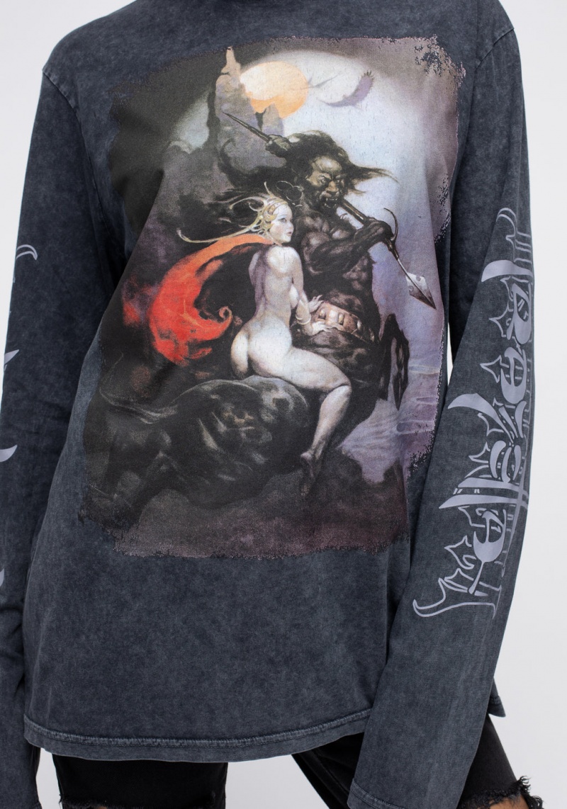 Disturbia Frazetta Moonmaid Long Sleeve T-Shirt | ZT5103428