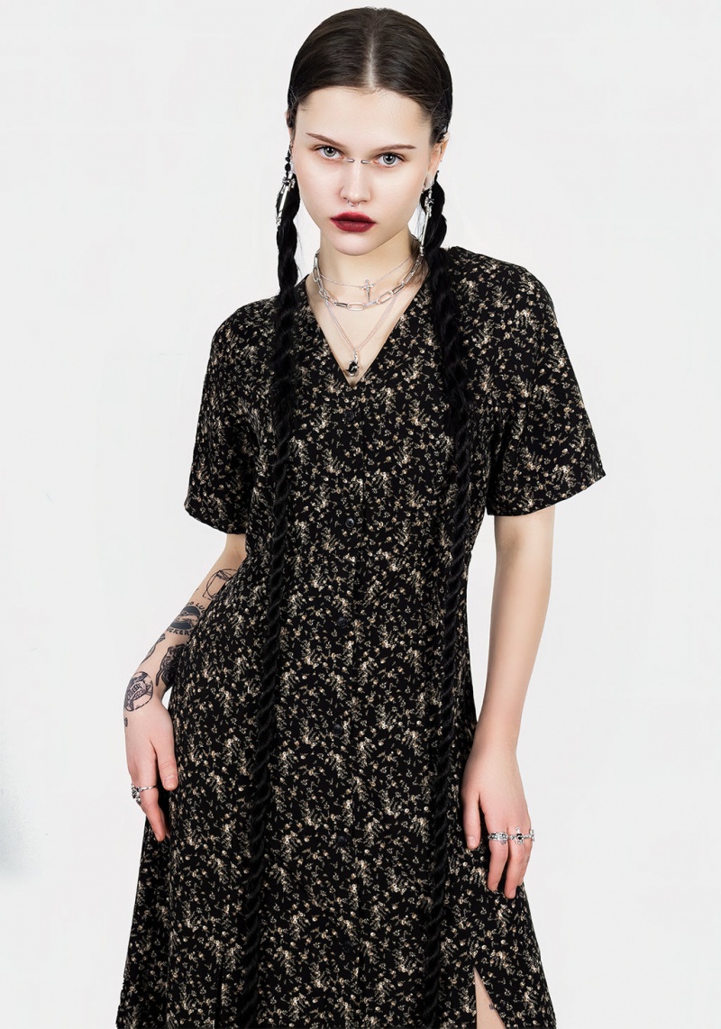 Disturbia Gardenia Print Button Down Midaxi Šaty | QF6137592