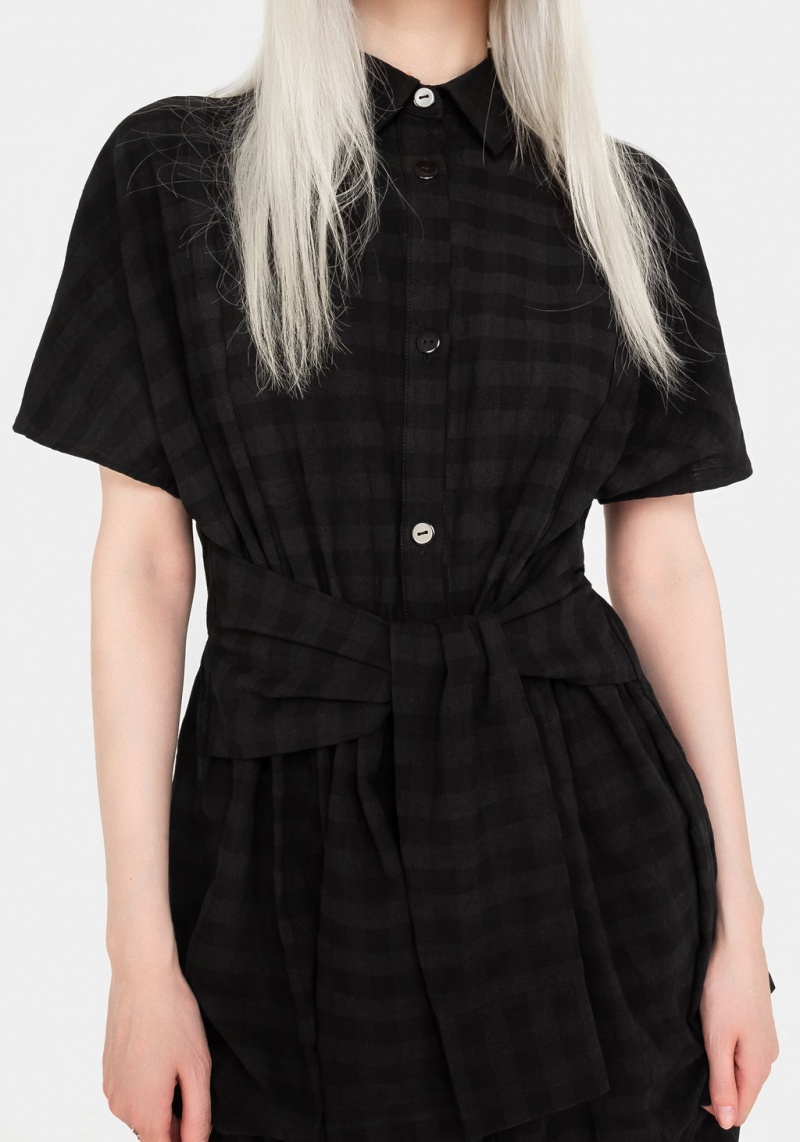 Disturbia Hattie Shirt Sleeve Tie Pasem Shirt Šaty | IU4105329