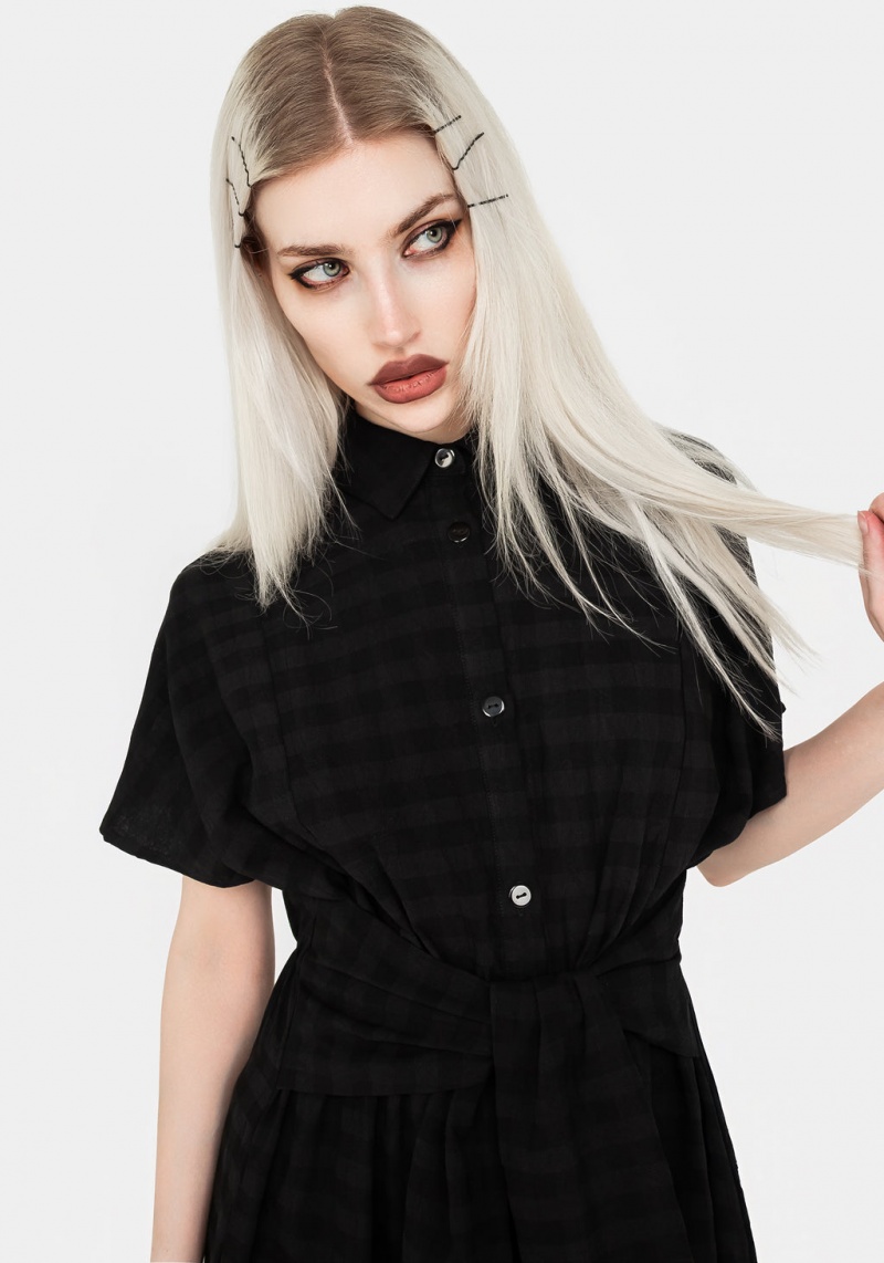 Disturbia Hattie Shirt Sleeve Tie Pasem Shirt Šaty | IU4105329