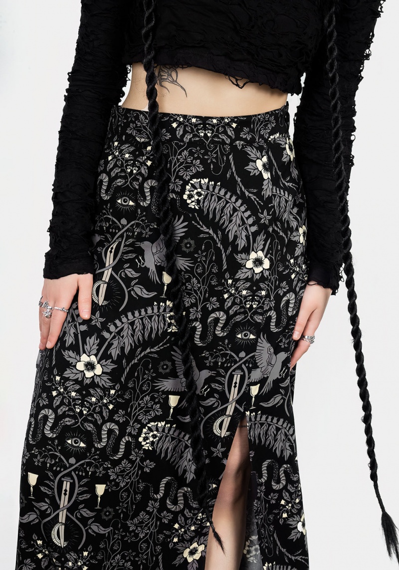 Disturbia Hecate's Garden Split Midi Skirt | FX5013426