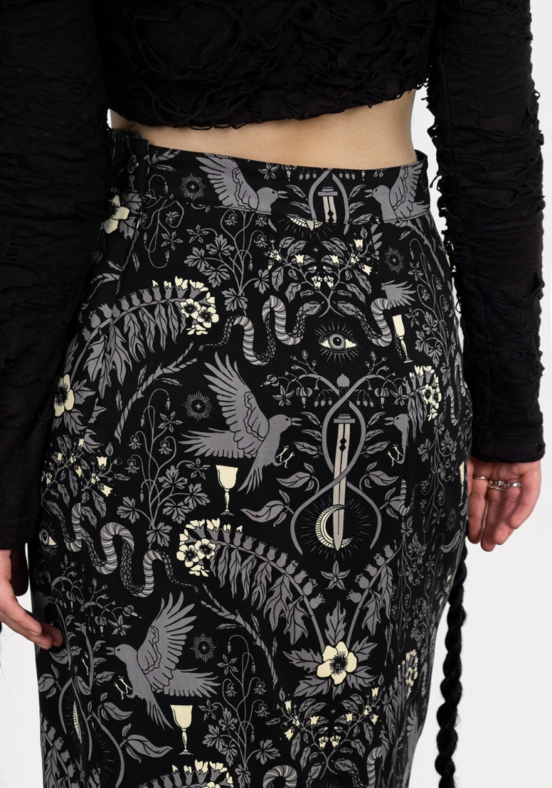 Disturbia Hecate's Garden Split Midi Skirt | FX5013426