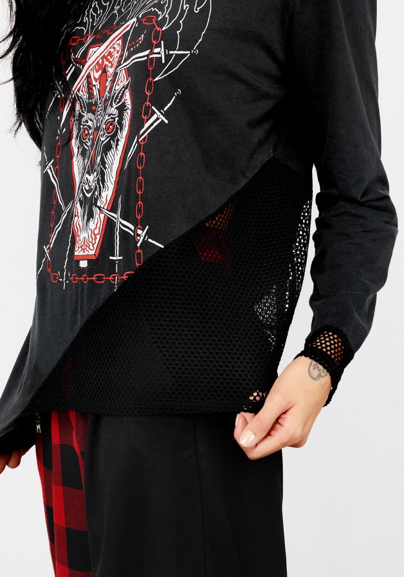 Disturbia Hellbound Layered Fishnet Long Sleeve T-shirt | FI5294086