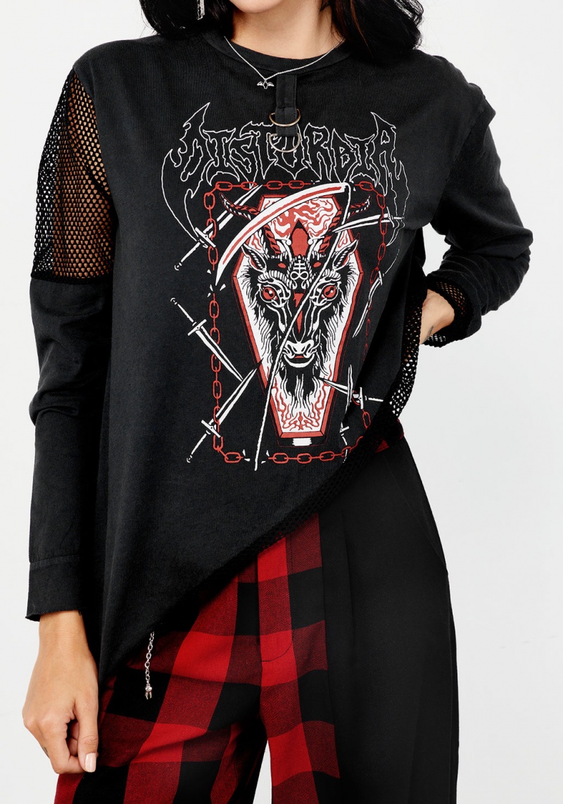 Disturbia Hellbound Layered Fishnet Long Sleeve T-shirt | FI5294086