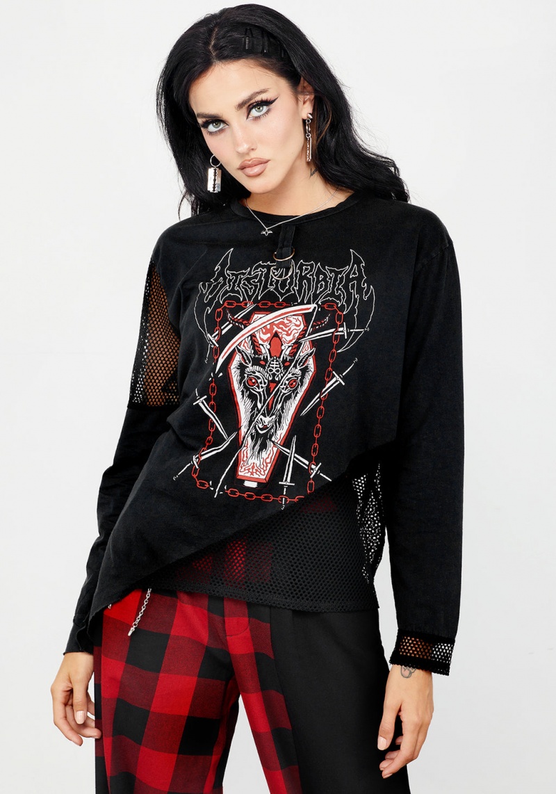 Disturbia Hellbound Layered Fishnet Long Sleeve T-shirt | FI5294086