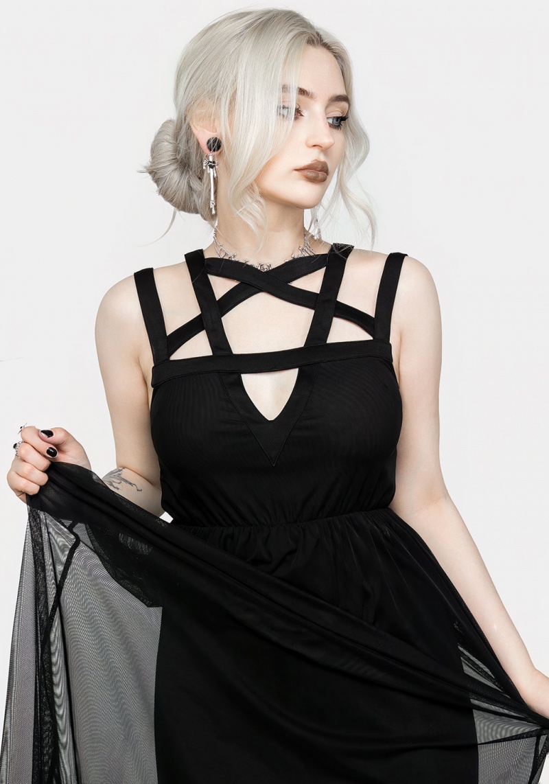 Disturbia Incantation Mesh Maxi Šaty | LH2936175