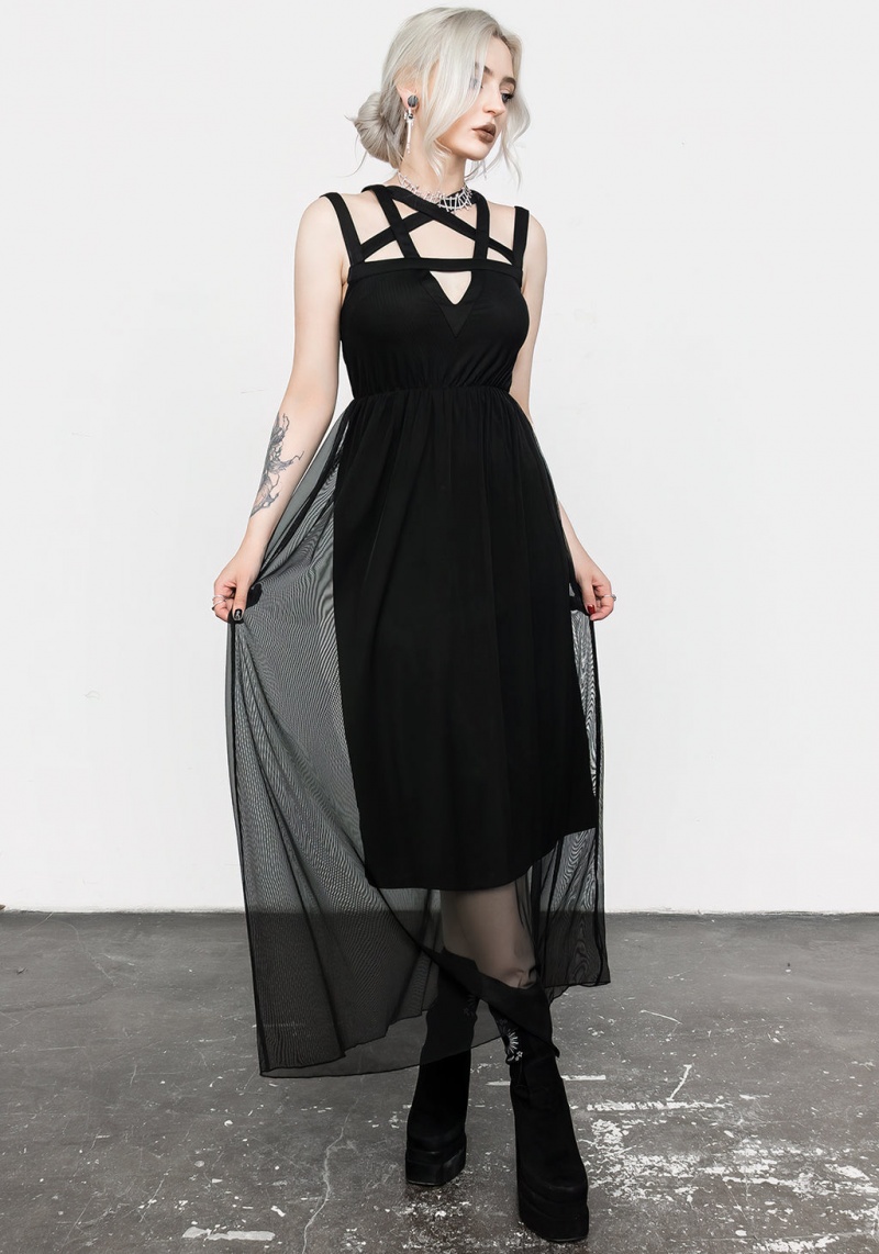 Disturbia Incantation Mesh Maxi Šaty | LH2936175