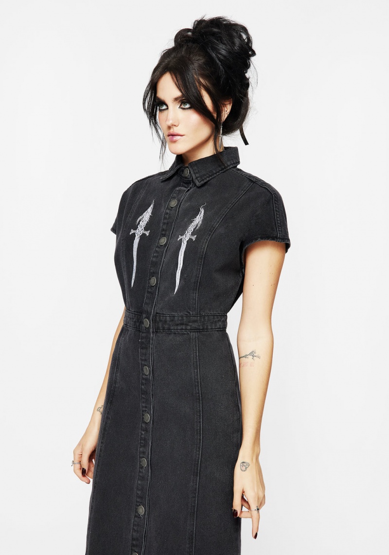 Disturbia Kilgharrah Denim Midi Šaty | QC9762403