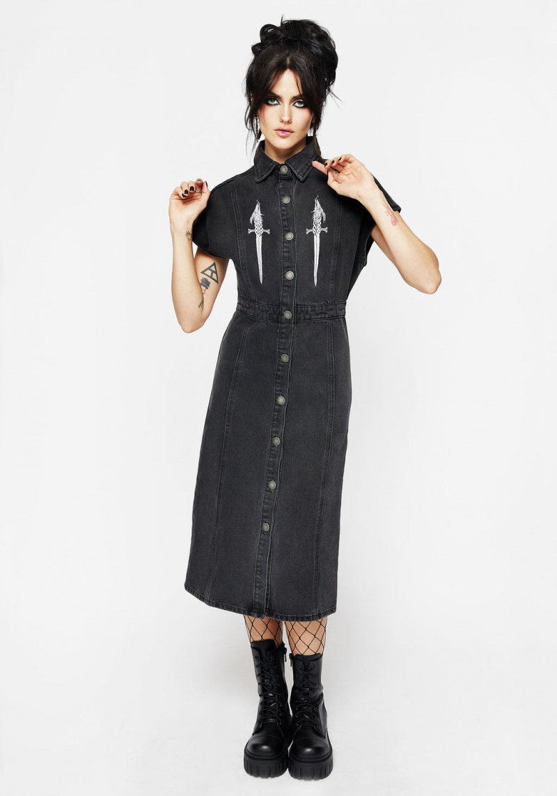 Disturbia Kilgharrah Denim Midi Šaty | QC9762403