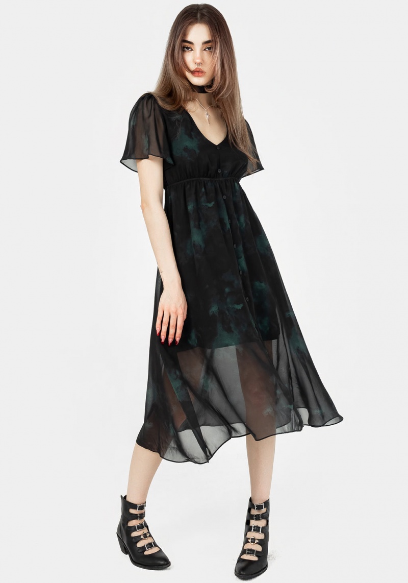 Disturbia Lichen Chiffon Midi Šaty | LW9562103