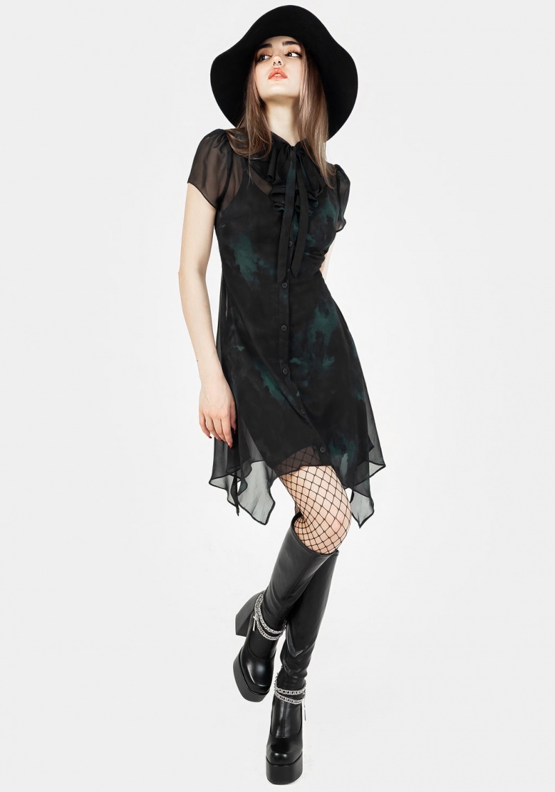 Disturbia Lichen Chiffon Mini Shirt Šaty | YO3107564