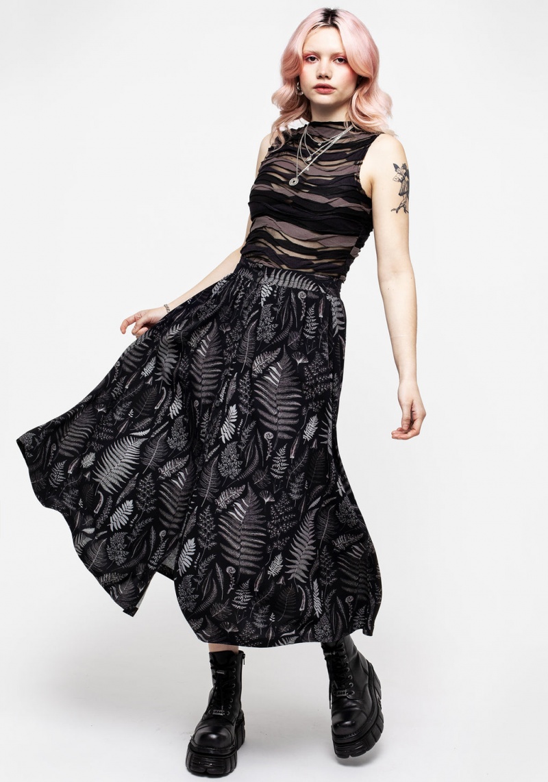 Disturbia Maidenhair Button Up Midi Skirt | IY0258761