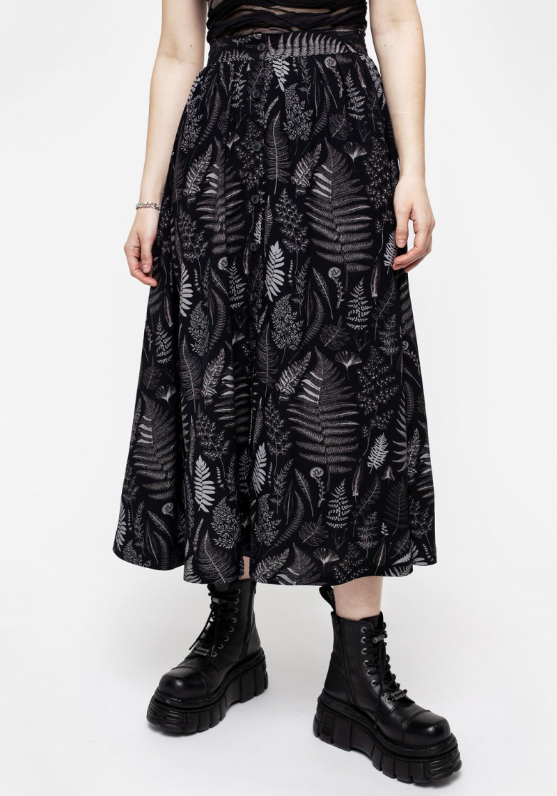 Disturbia Maidenhair Button Up Midi Skirt | IY0258761