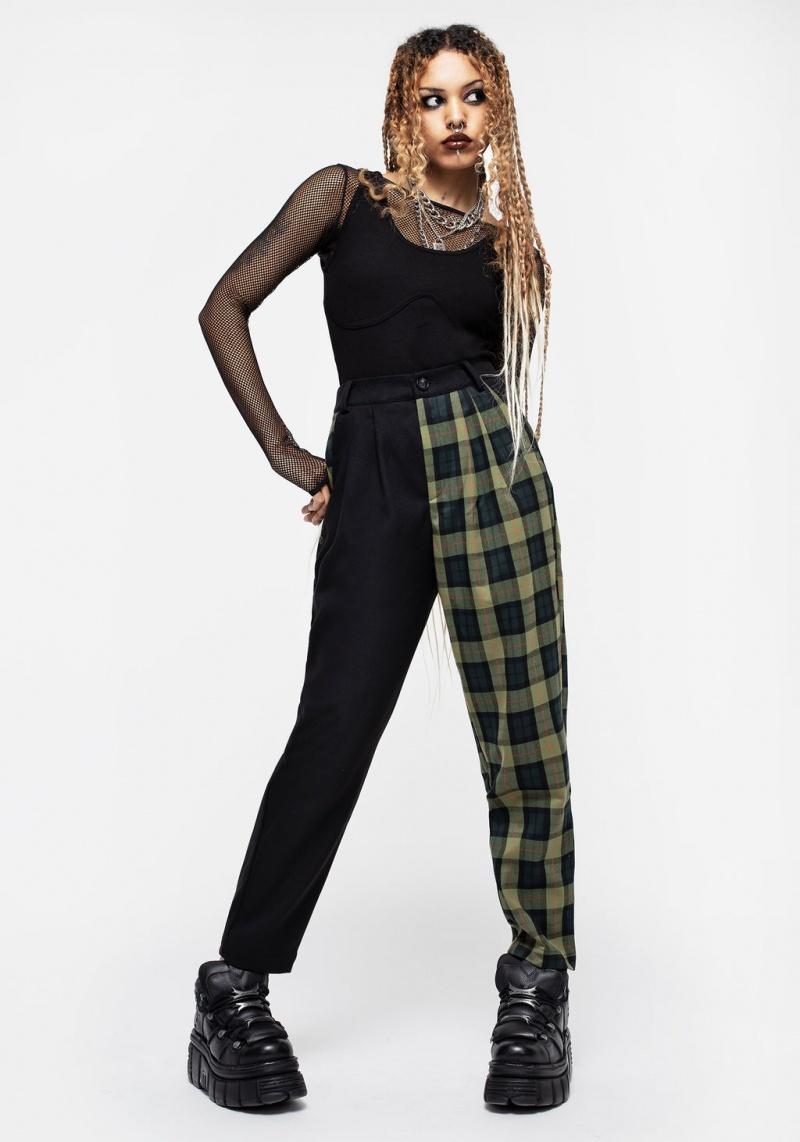 Disturbia Mayflower Spliced Check High Pasem Tapered Trousers | WM5921867