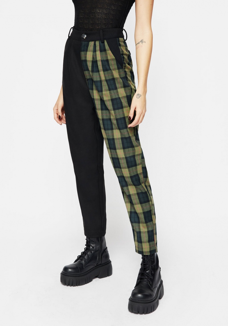 Disturbia Mayflower Spliced Check High Pasem Tapered Trousers | WM5921867