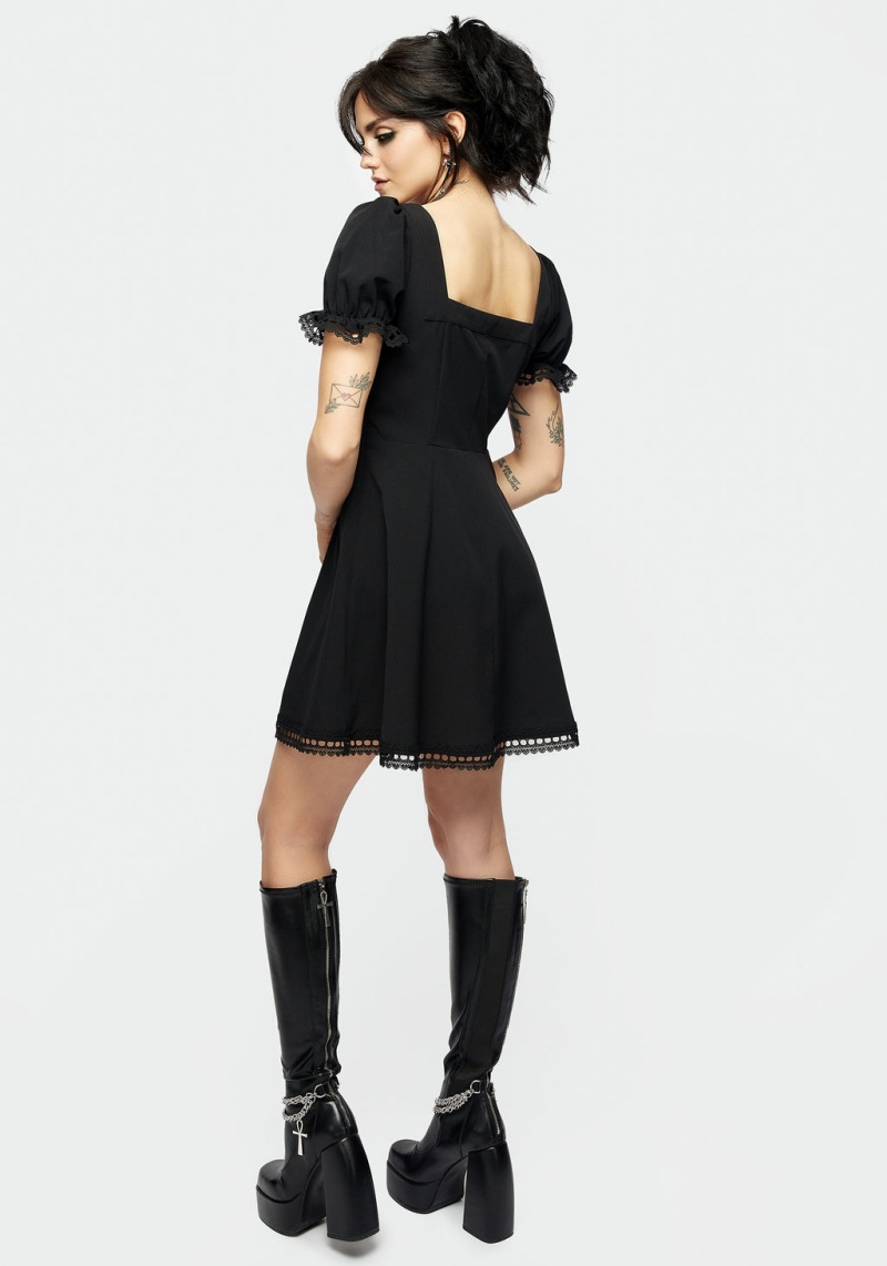 Disturbia Misery Square Neck Mini Šaty | RW0465789