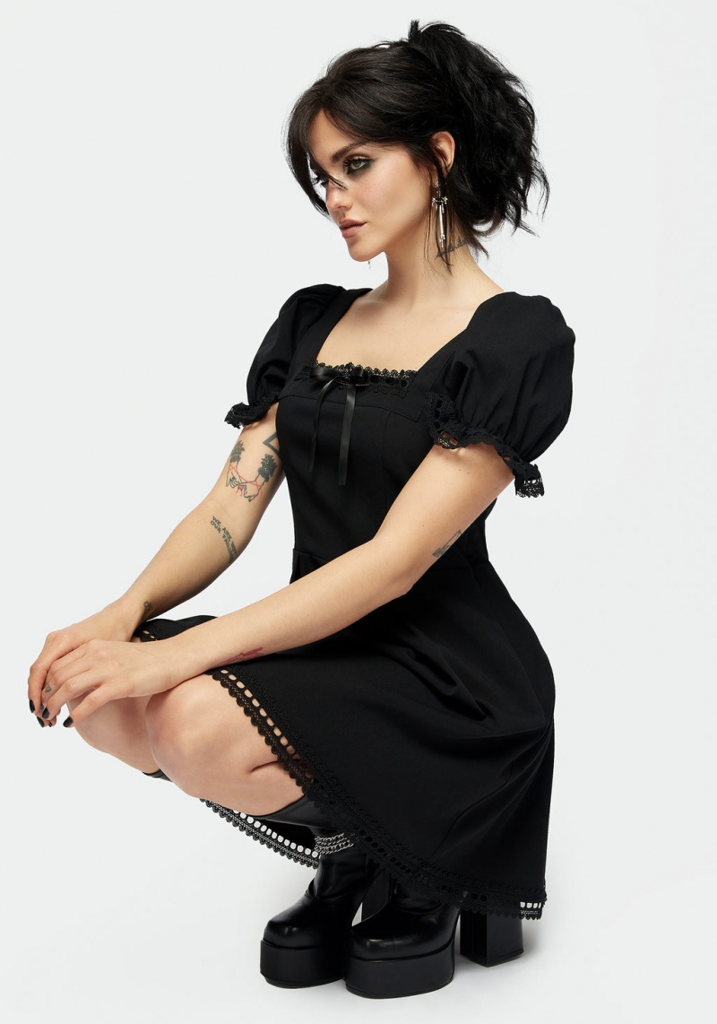 Disturbia Misery Square Neck Mini Šaty | RW0465789