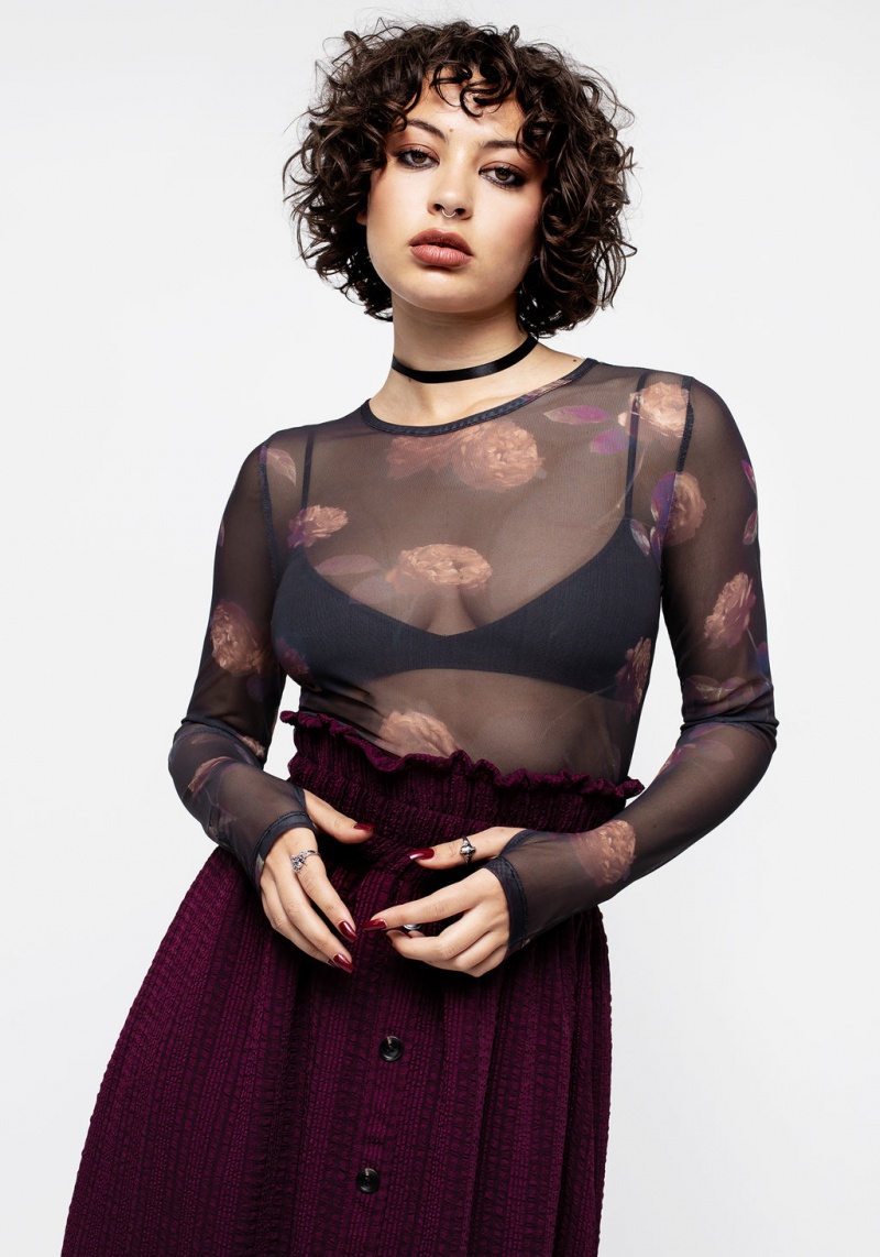 Disturbia Monica Floral Mesh Top | SP2163758