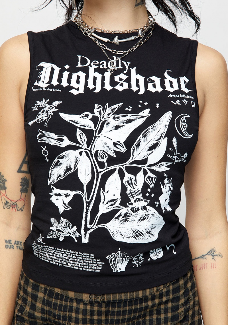 Disturbia Nightshade Bez Rukávů Tee | RQ0472586