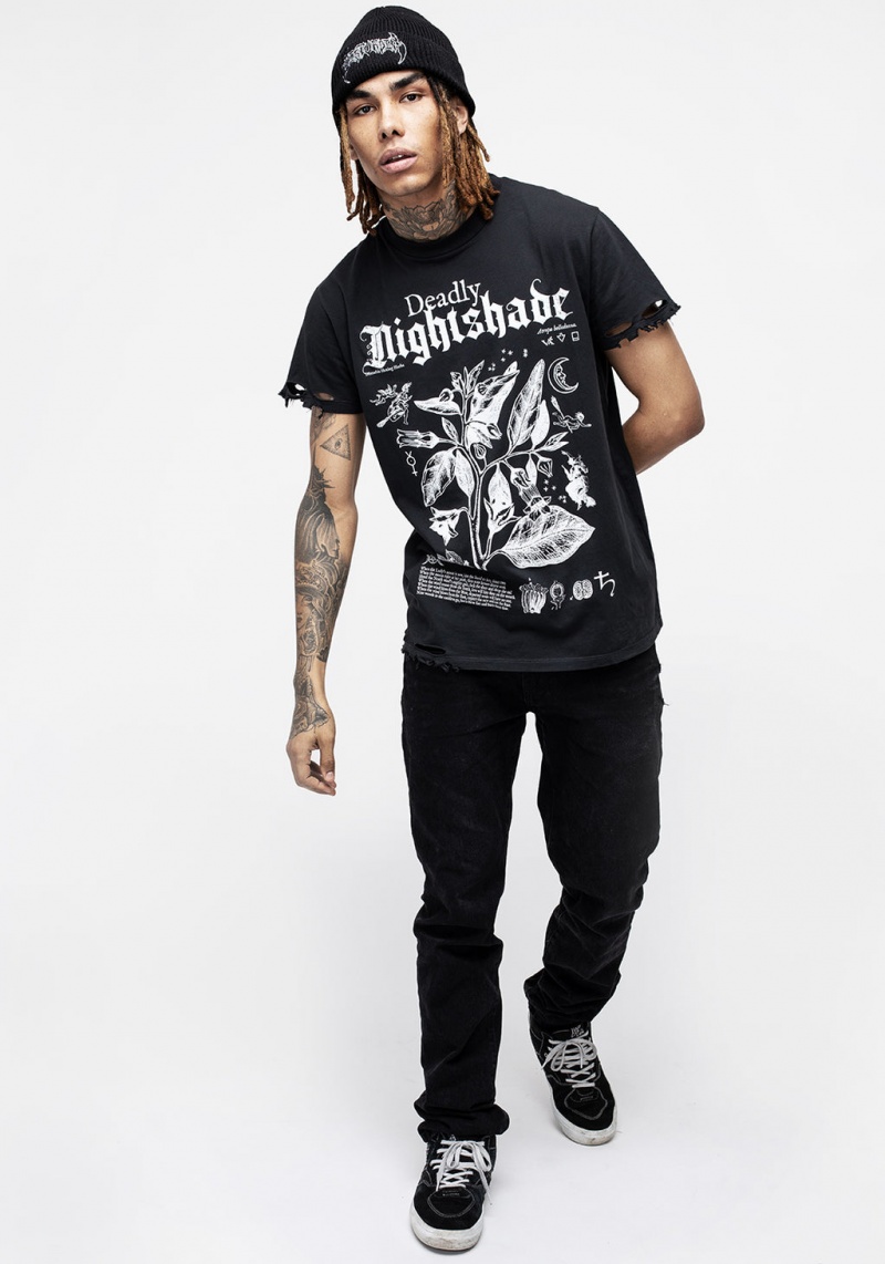 Disturbia Nightshade Distressed T-shirt | OU3521468