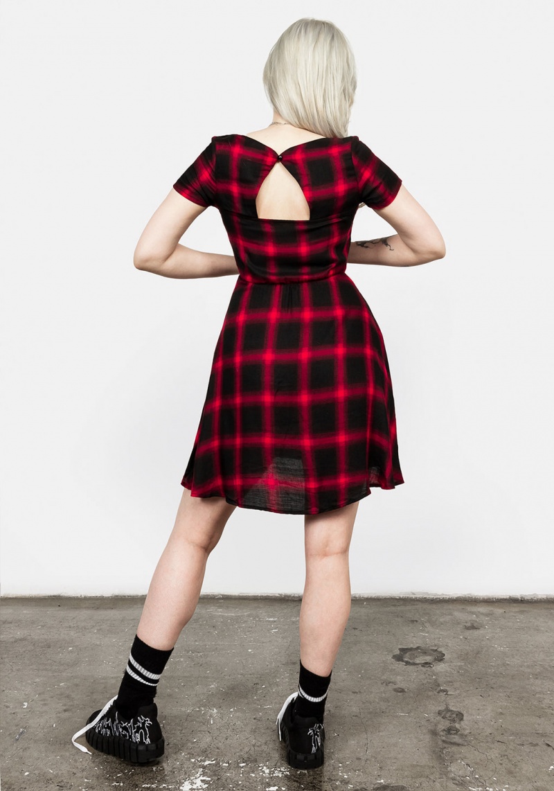 Disturbia Pennyroyal Red Check Šaty | GM1035246