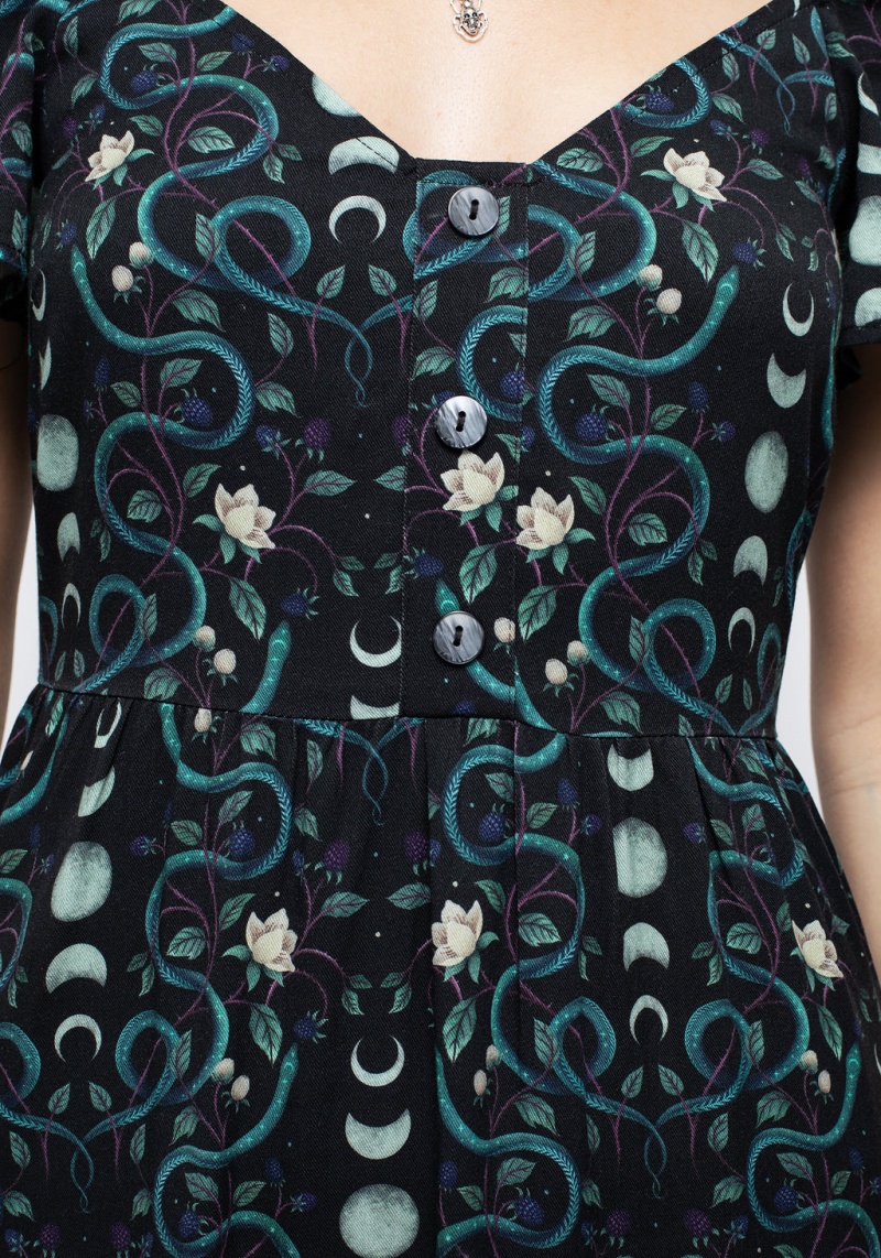 Disturbia Pythia Print Button Front Mini Šaty | LG7519803