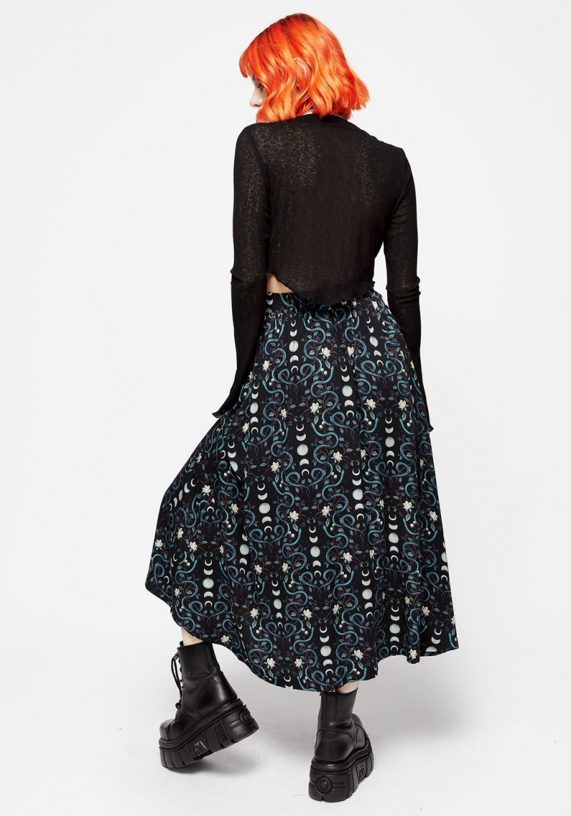 Disturbia Pythia Print Button Up Midi Skirt | HA8374291