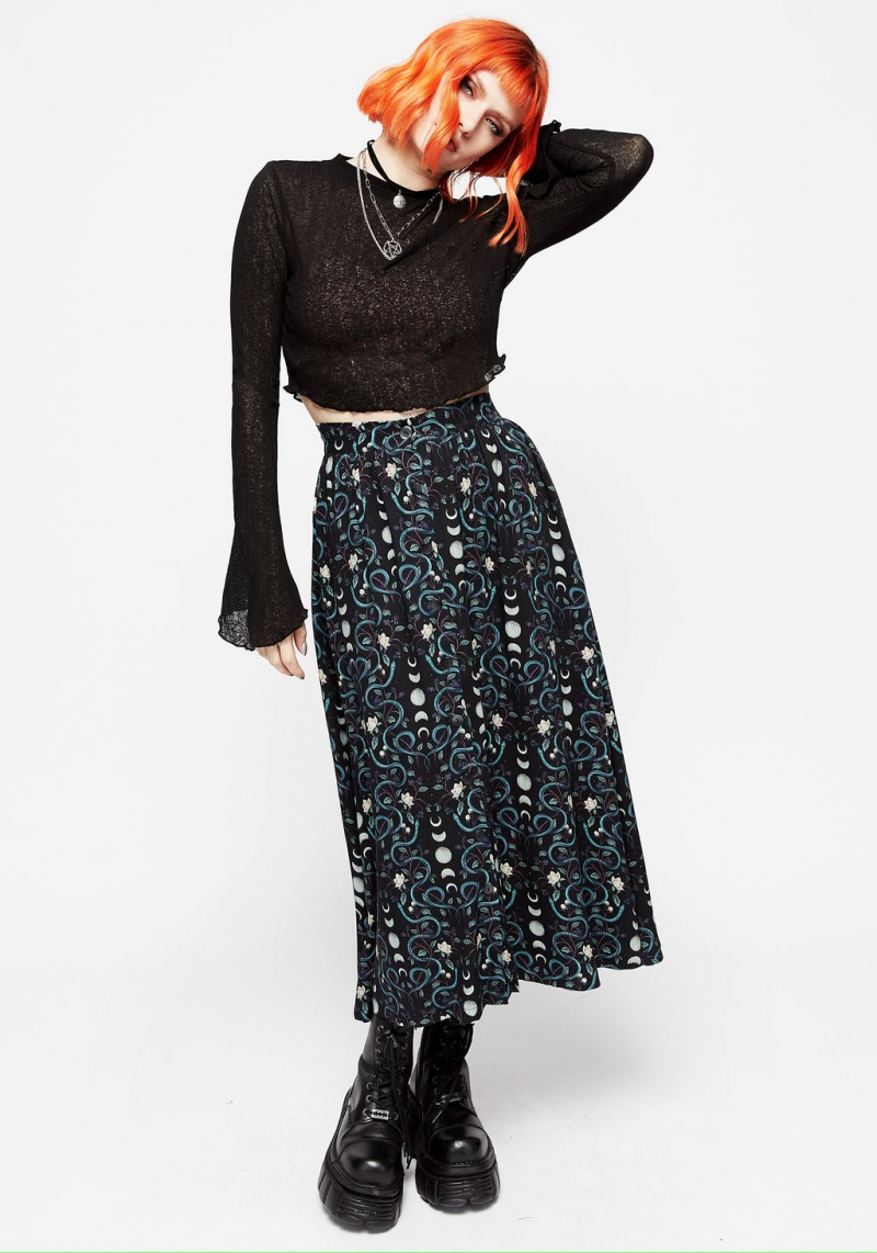 Disturbia Pythia Print Button Up Midi Skirt | HA8374291