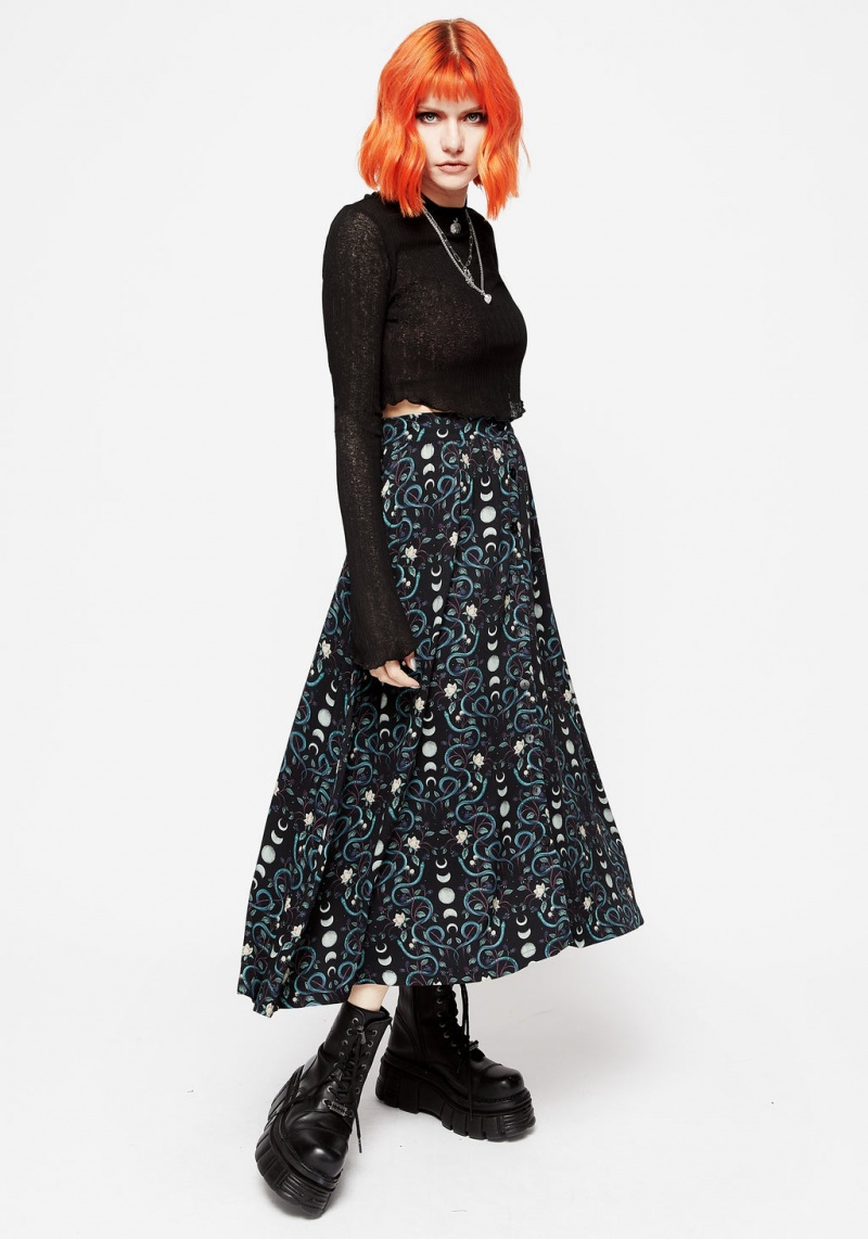 Disturbia Pythia Print Button Up Midi Skirt | HA8374291