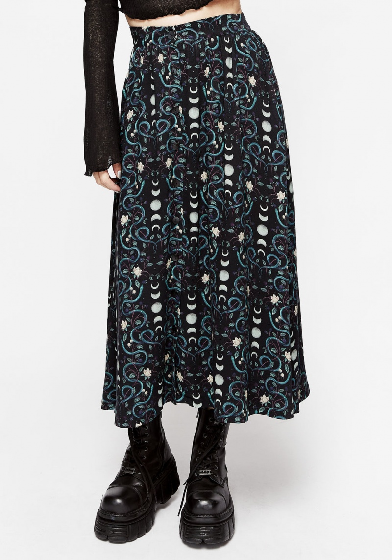 Disturbia Pythia Print Button Up Midi Skirt | HA8374291