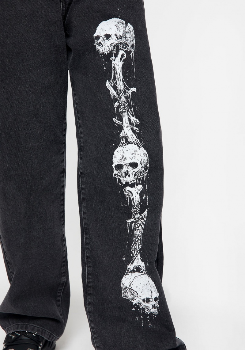 Disturbia Reaper Široké Leg Washed Jeans | OY5274198