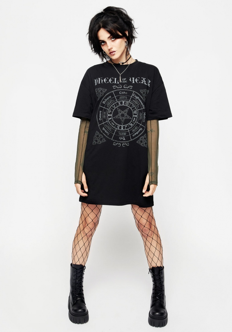 Disturbia Sabbat Grafická Tee Šaty | LC9746518