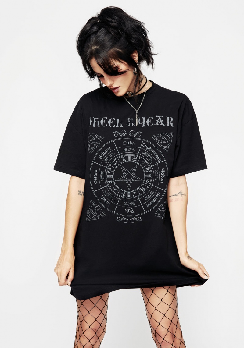 Disturbia Sabbat Grafická Tee Šaty | LC9746518