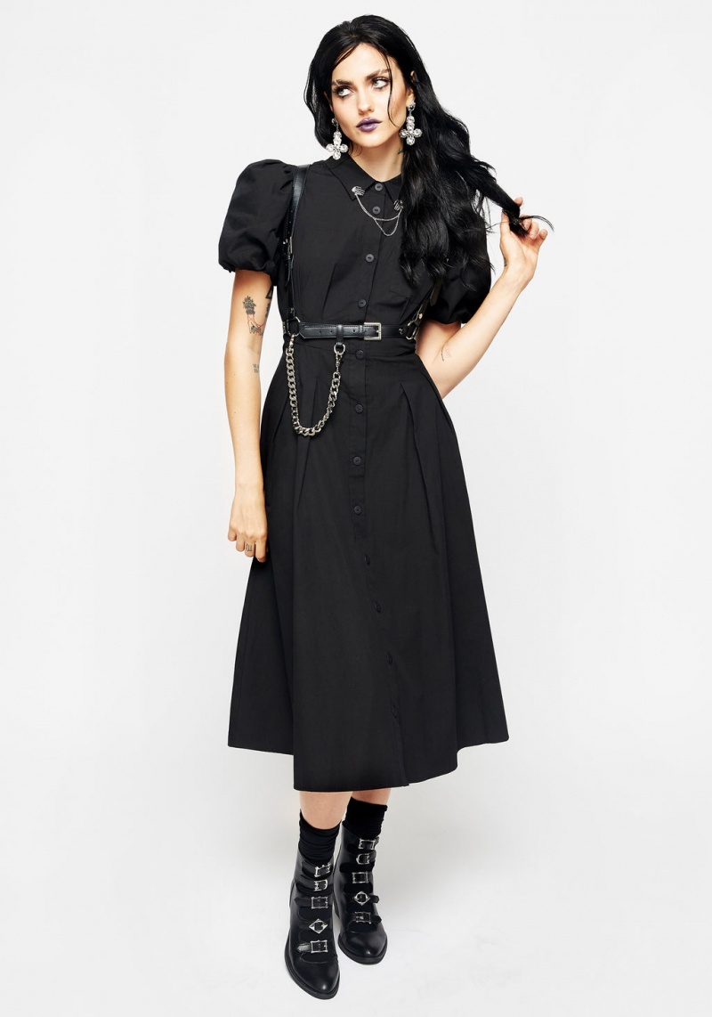 Disturbia Skeleton Collar Midi Shirt Šaty | PS0816397