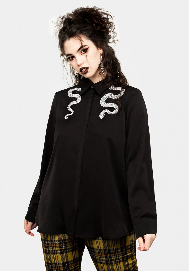 Disturbia Slither Embroidered Snake Shirt | IU0847635