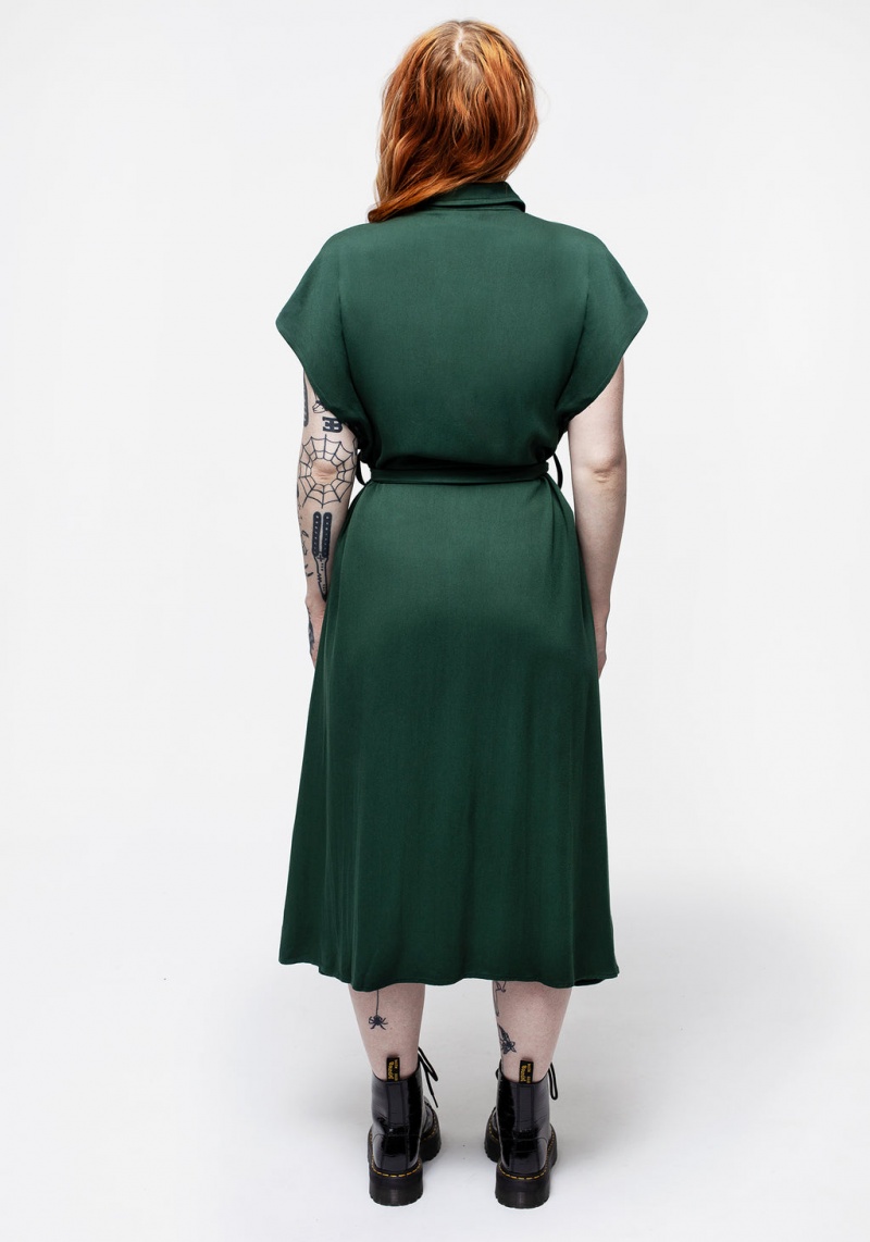 Disturbia Slither Relaxed Midi Shirt Šaty - Green | IP3054876