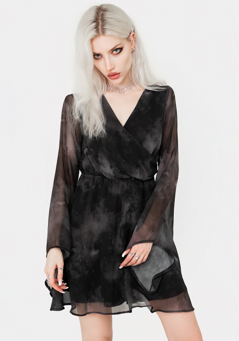 Disturbia Tempest Flared Sleeve Mini Šaty | CJ7105643